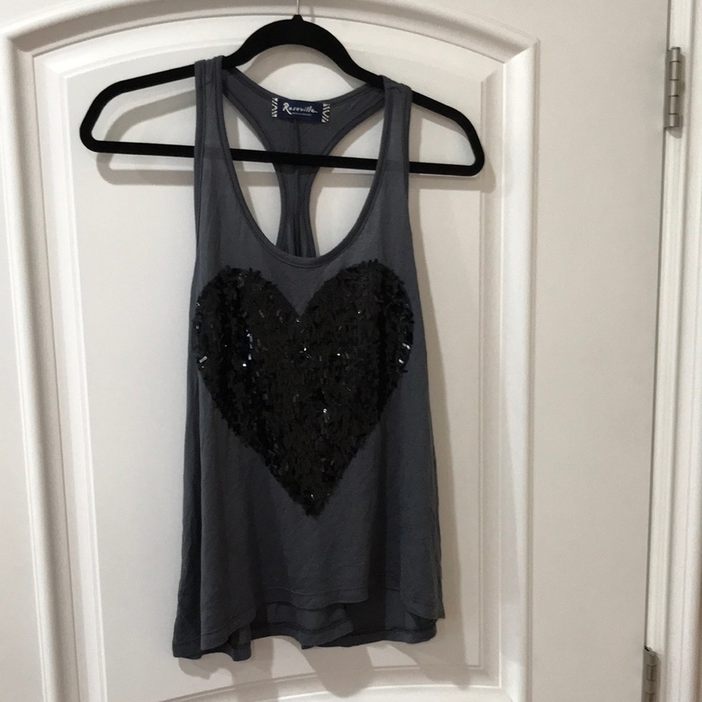 Roseville black sequin heart beautiful tank -top size L